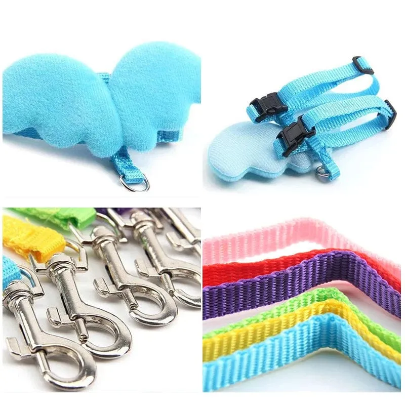 Niedliches Kaninchengeschirr und Leine mit Engelsflügeln für Katzen, Kaninchen, personalisierte Kaninchengeschirre, Hasenzubehör, Hamsterkleidung