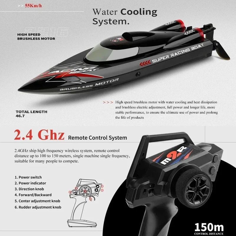 WLtoys WL916 WL915-A RC Boot 2.4 GHz 55 KM/H Bürstenlosen High Speed ​​Racing Schiff 2200 mAh Fernbedienung Schnellboot Spielzeug für Erwachsene