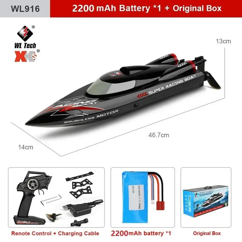 WLtoys WL916 WL915-A RC Boot 2.4 GHz 55 KM/H Bürstenlosen High Speed ​​Racing Schiff 2200 mAh Fernbedienung Schnellboot Spielzeug für Erwachsene