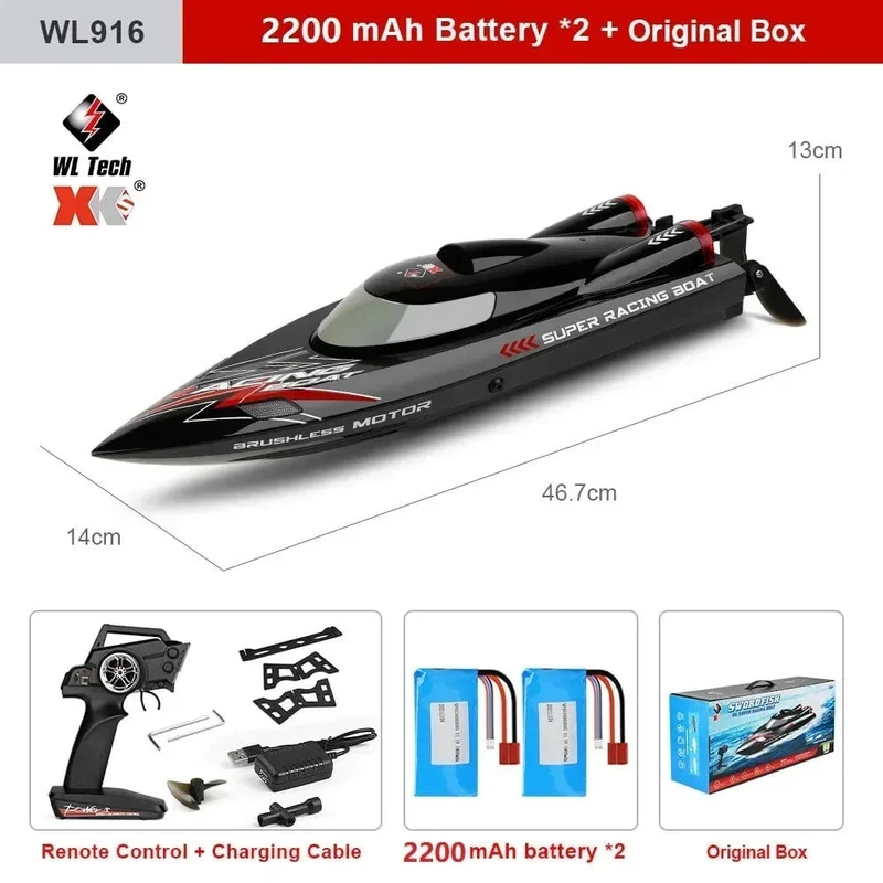 WLtoys WL916 WL915-A RC Boot 2.4 GHz 55 KM/H Bürstenlosen High Speed ​​Racing Schiff 2200 mAh Fernbedienung Schnellboot Spielzeug für Erwachsene