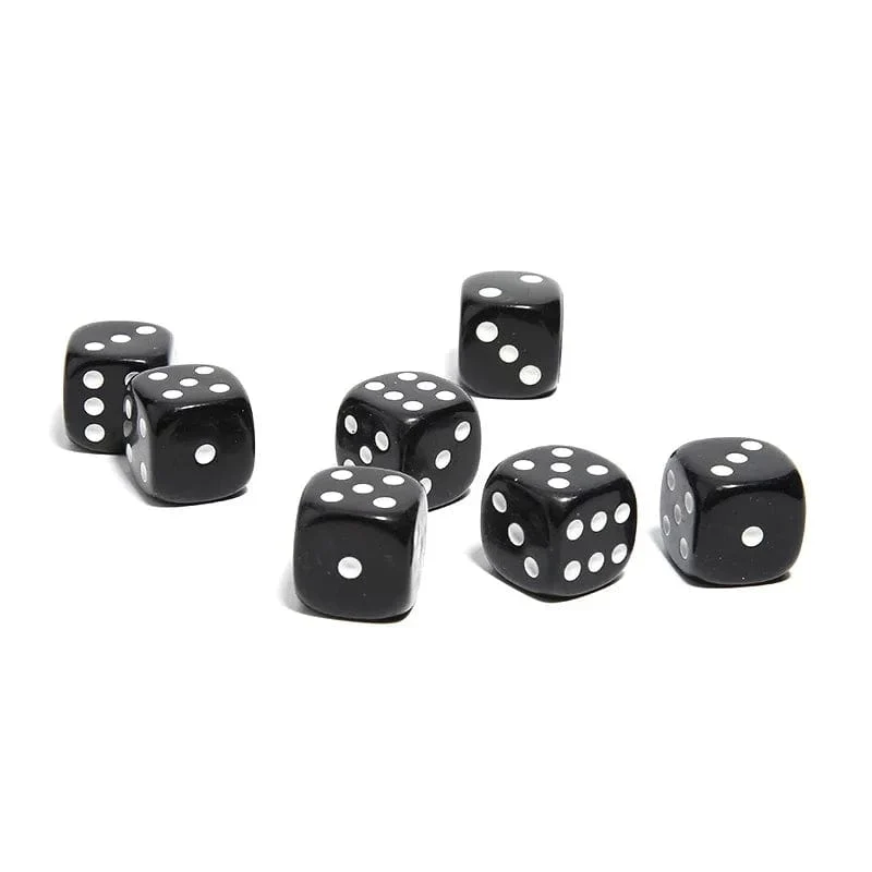 Zauberwürfel-Trick, 7 schwarze Würfel und Box, erstaunliche Wunder-Zahlenänderung, Vorhersage-Effekt, Nahaufnahme, magische Bühne, magisches Zauberer-Gimmick