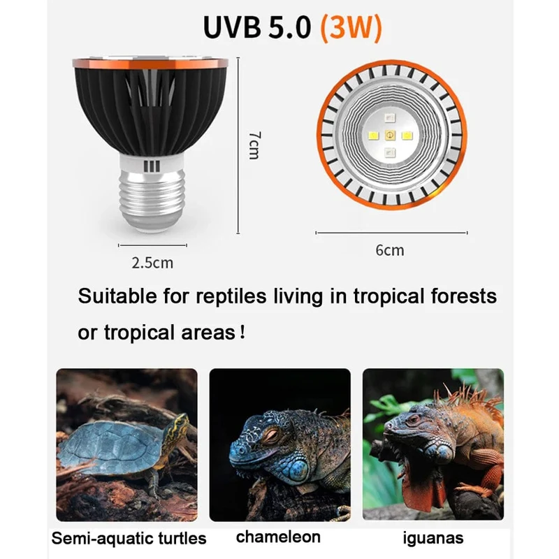 Professionelle 3W Reptilienlampe UVA UVB5.0 UVB10.0 Lmap LED-Lampe Schildkröte Schildkröte Eidechse sonnenlicht UVB-Lampenbeleuchtung