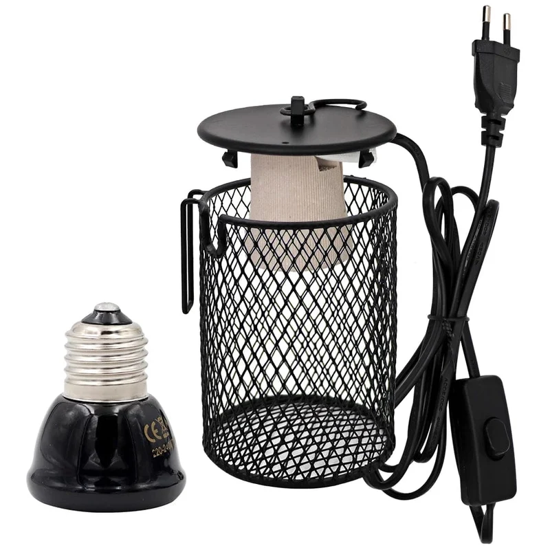 E27 Haustier-Heizlampe für Schildkröte, Schlange, Eidechse, Infrarot-Keramik-Emitter, Wärmelicht, 50 W/75 W/100 W, Reptilienlampe, Reptilienlicht, EU-Stecker