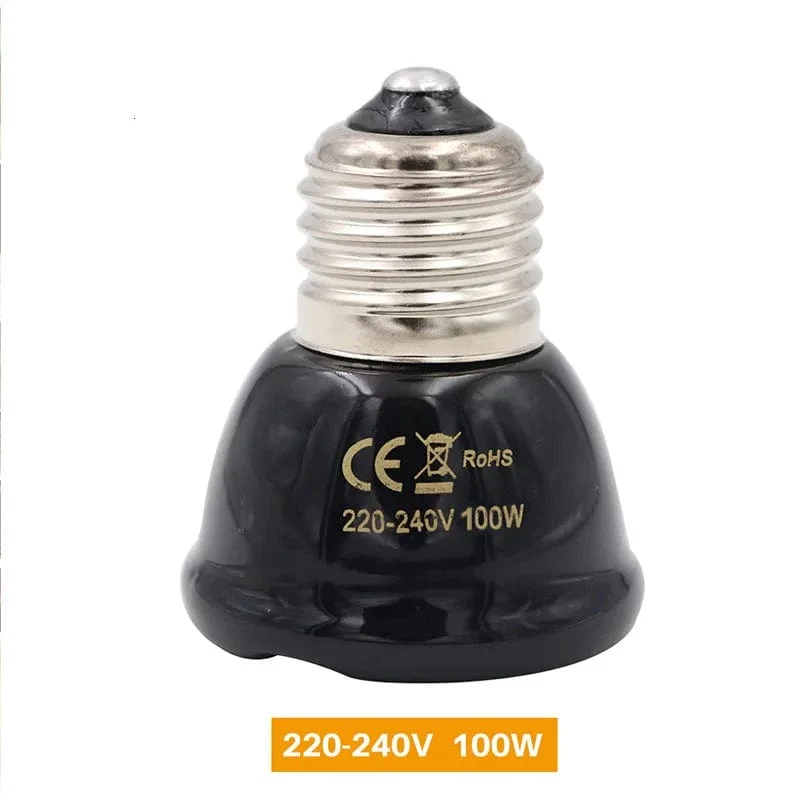 E27 Haustier-Heizlampe für Schildkröte, Schlange, Eidechse, Infrarot-Keramik-Emitter, Wärmelicht, 50 W/75 W/100 W, Reptilienlampe, Reptilienlicht, EU-Stecker