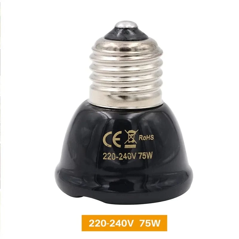 E27 Haustier-Heizlampe für Schildkröte, Schlange, Eidechse, Infrarot-Keramik-Emitter, Wärmelicht, 50 W/75 W/100 W, Reptilienlampe, Reptilienlicht, EU-Stecker