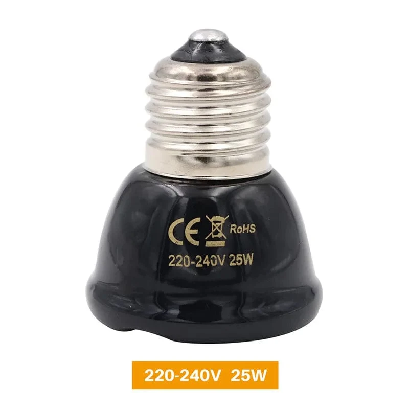 E27 Haustier-Heizlampe für Schildkröte, Schlange, Eidechse, Infrarot-Keramik-Emitter, Wärmelicht, 50 W/75 W/100 W, Reptilienlampe, Reptilienlicht, EU-Stecker