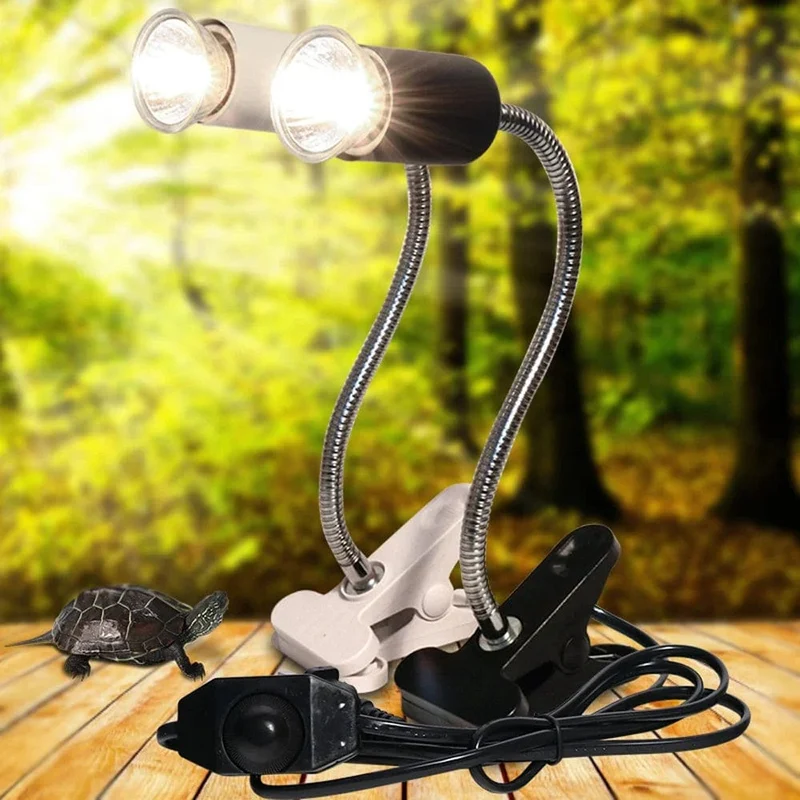 UVA+UVB 3.0 Reptilienlampen-Set mit aufsteckbarem Lampenhalter, UV-Heizlampen-Set für Schildkröten, Licht für Schildkröten, Eidechsen-Beleuchtung