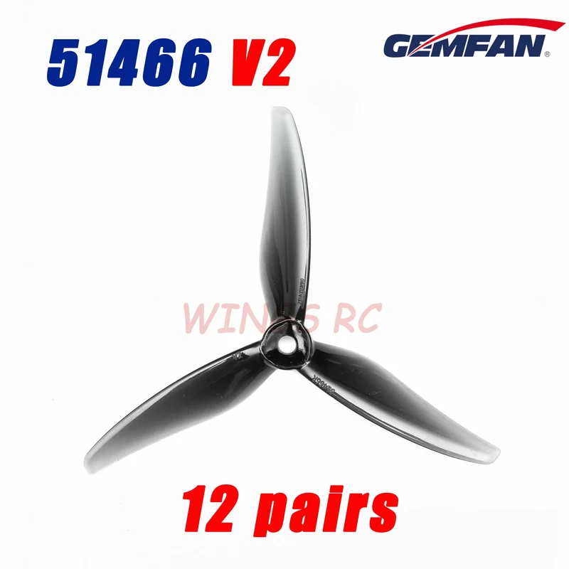 24 Stück/12 Paare Gemfan 51466 V2 5 Zoll 3-Blatt/Tri-Blade Propeller Props FPV Brushless Motor für FPV Racing Drone 6 Farben Gelb