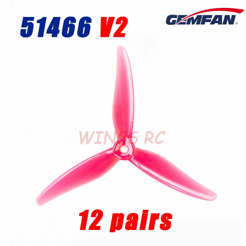 24 Stück/12 Paare Gemfan 51466 V2 5 Zoll 3-Blatt/Tri-Blade Propeller Props FPV Brushless Motor für FPV Racing Drone 6 Farben Gelb