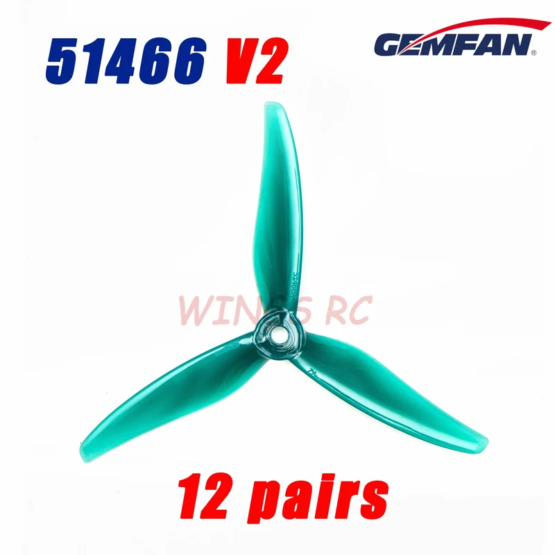 24 Stück/12 Paare Gemfan 51466 V2 5 Zoll 3-Blatt/Tri-Blade Propeller Props FPV Brushless Motor für FPV Racing Drone 6 Farben Gelb