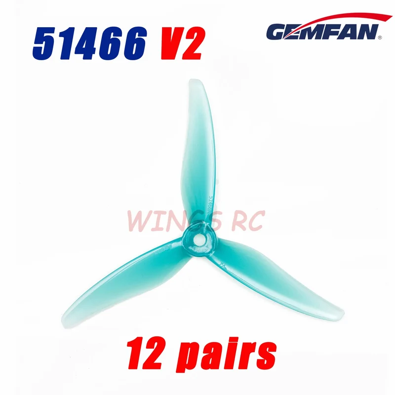 24 Stück/12 Paare Gemfan 51466 V2 5 Zoll 3-Blatt/Tri-Blade Propeller Props FPV Brushless Motor für FPV Racing Drone 6 Farben Gelb