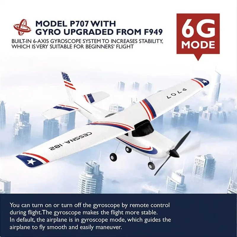 Park10 RC Flugzeug P707G 2.4G 3D/6G Mit Gyroskop 3Ch RC Flugzeug Starrflügel Flugzeug Outdoor Spielzeug Drone RTF CESSNA 182 Flugzeug Geschenk