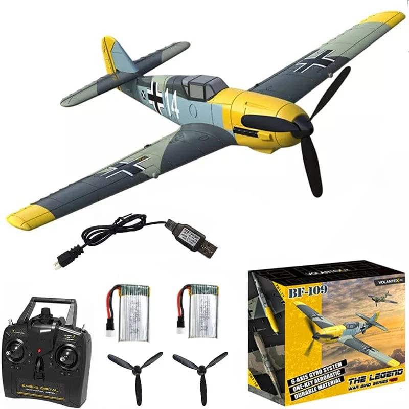 VolantexRC Fernbedienung Flugzeug BF109 2.4 GHz 4CH 400mm Spannweite One Key U-Turn Kunstflug RC Flugzeug Warbird Geschenk Spielzeug 761-11