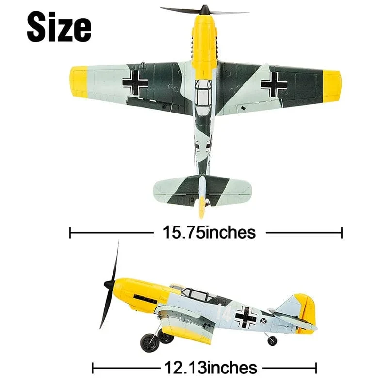 VolantexRC Fernbedienung Flugzeug BF109 2.4 GHz 4CH 400mm Spannweite One Key U-Turn Kunstflug RC Flugzeug Warbird Geschenk Spielzeug 761-11