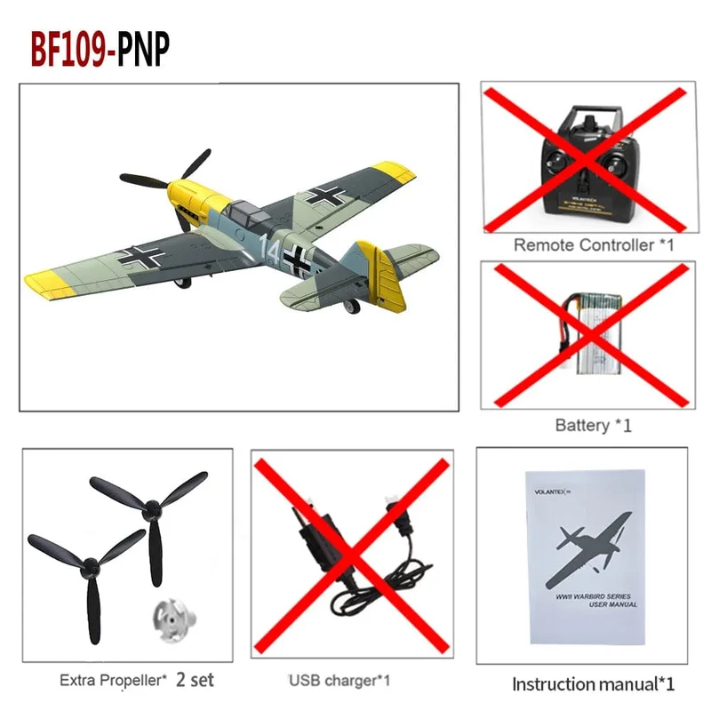 VolantexRC Fernbedienung Flugzeug BF109 2.4 GHz 4CH 400mm Spannweite One Key U-Turn Kunstflug RC Flugzeug Warbird Geschenk Spielzeug 761-11