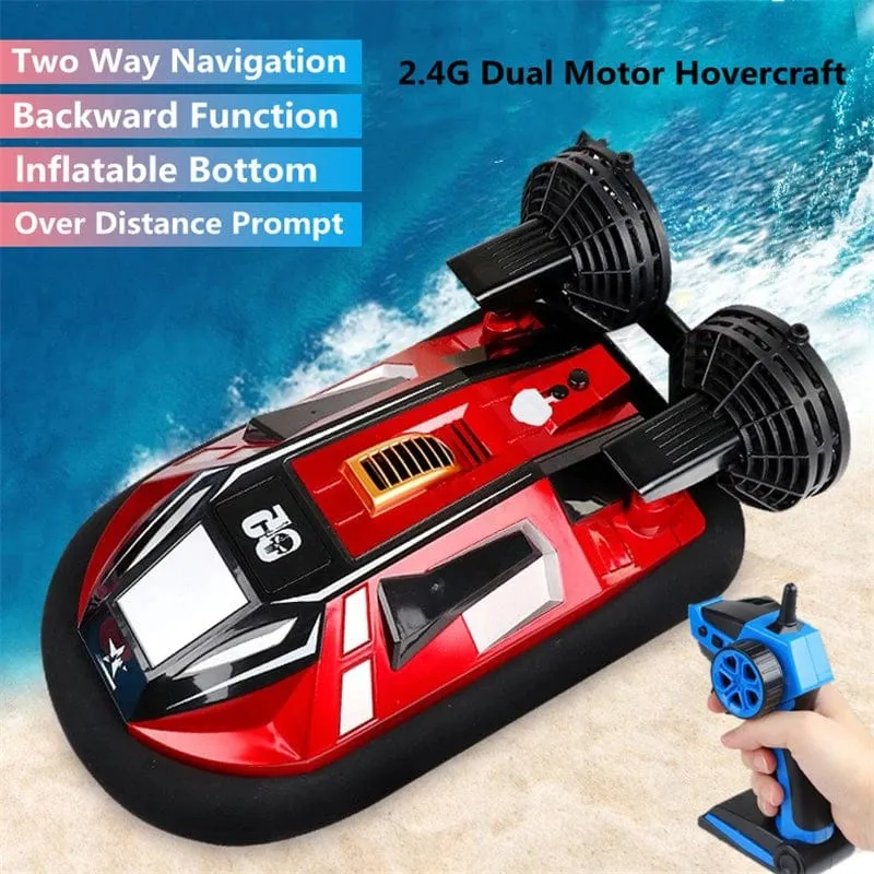 Amphibisches RC-Boot mit zwei Motoren, Spielzeug, 2.4 G, über Distanz, schnelles Kühlgerät, Rückwärtsfunktion, kabellose Fernbedienung, Hovercraft