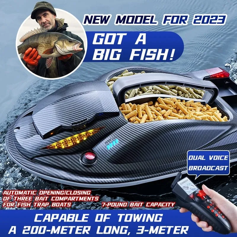 HONGXUNJIE HJ817 GPS-Angelgerät, intelligente Geschwindigkeitsregelung, RC-Köderboot, Dual-Motor, geräuscharm, 3.5 kg, Beladung 500 m, mit Nachtlichtern