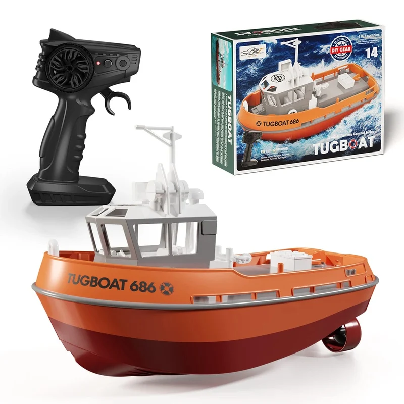 JIKEFUN 686 Rc Boot 2.4G 1/72 Leistungsstarke Dual Motor Long Range Drahtlose Elektrische Fernbedienung Schlepper Modell Spielzeug für jungen Geschenk