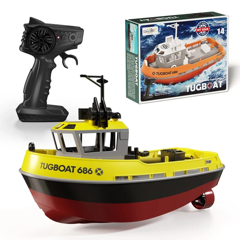 JIKEFUN 686 Rc Boot 2.4G 1/72 Leistungsstarke Dual Motor Long Range Drahtlose Elektrische Fernbedienung Schlepper Modell Spielzeug für jungen Geschenk