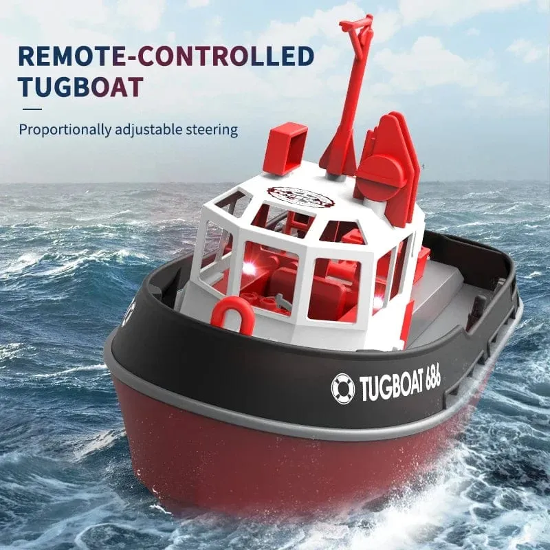 RC-Schlepper, 2.4 G, ferngesteuertes Schiff, Dual-Motorleistung, proportional verstellbare Lenkung, versiegelte, wasserdichte Struktur, Schnellboot
