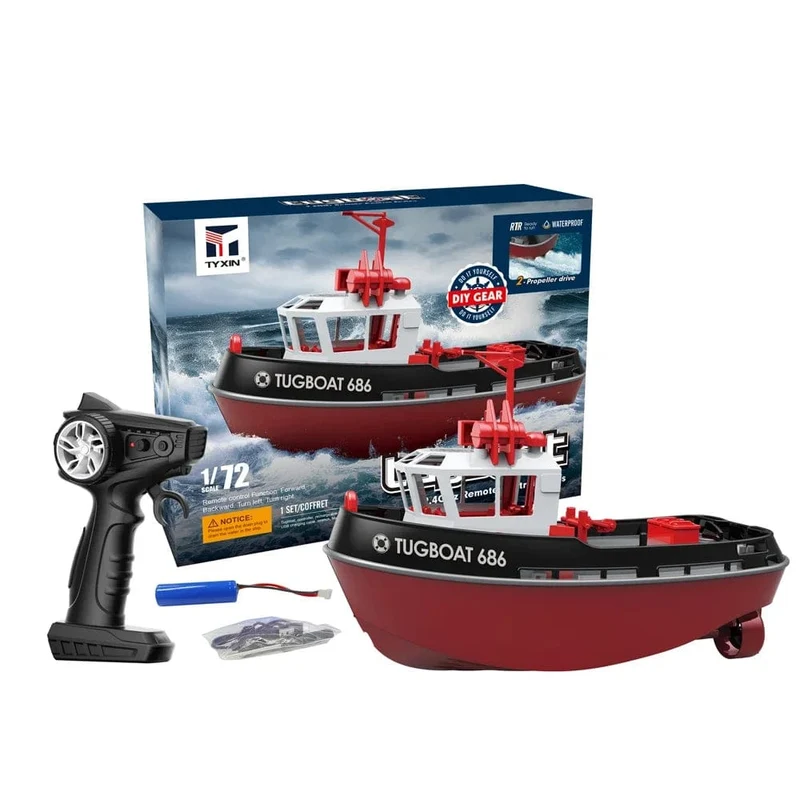 RC-Schlepper, 2.4 G, ferngesteuertes Schiff, Dual-Motorleistung, proportional verstellbare Lenkung, versiegelte, wasserdichte Struktur, Schnellboot