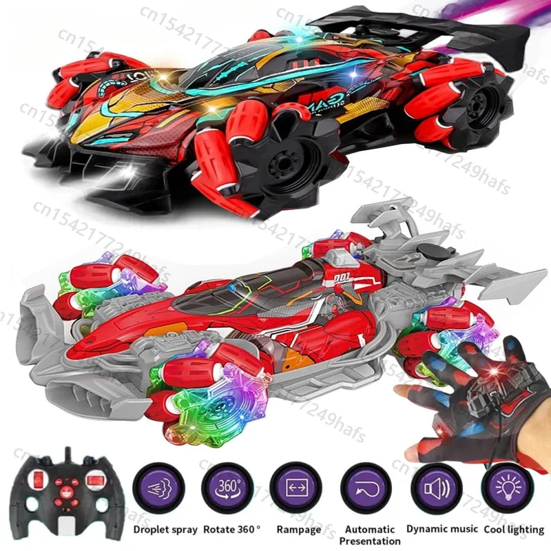F1 F2 RC Drift Auto Mit Musik Led Lichter 2.4G Handschuh Geste Radio Fernbedienung Spray Stunt Autos 4WD elektrische Kinder Spielzeug