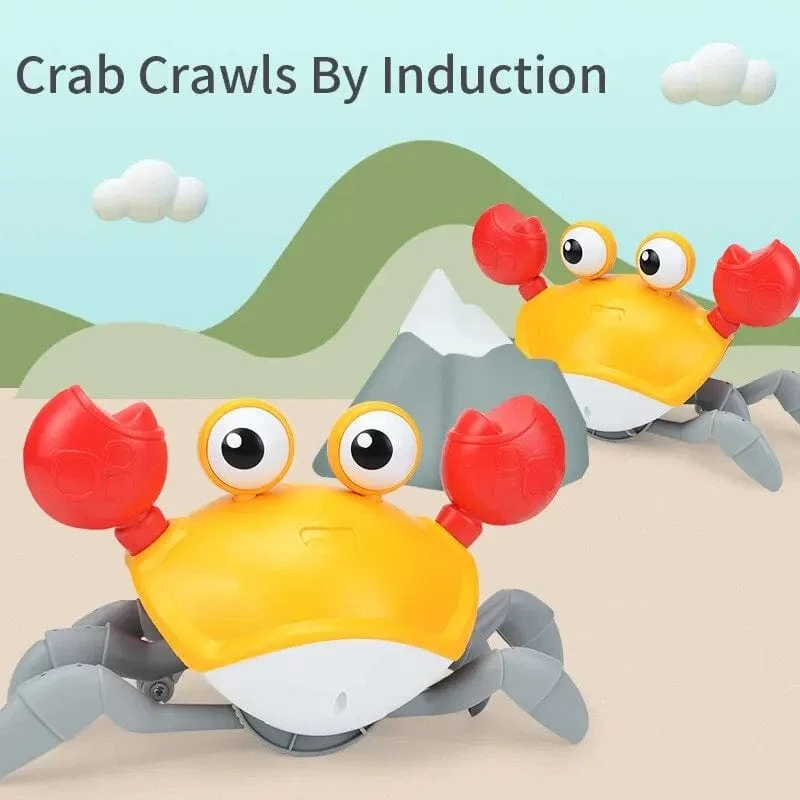 Spürbare Krabbelkrabbe. Bauchzeit-Babyspielzeug. Interaktives Lauf- und Tanzspielzeug mit Musikgeräuschen und Lichtern. Lustiges Geschenk für Kleinkinder