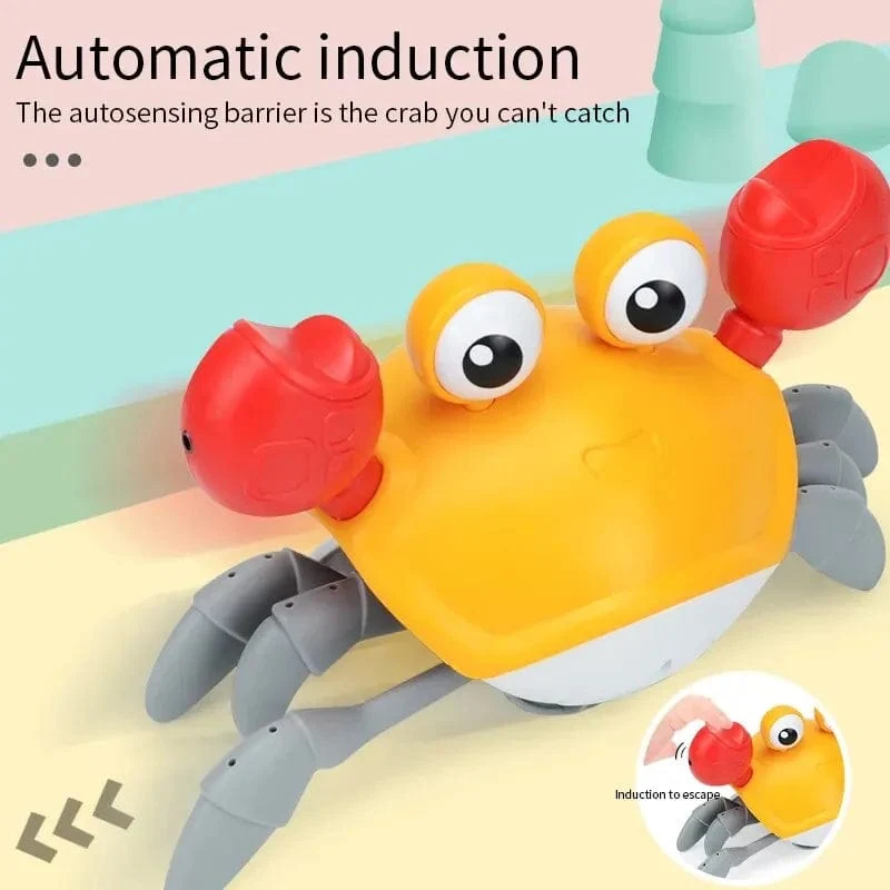 Spürbare Krabbelkrabbe. Bauchzeit-Babyspielzeug. Interaktives Lauf- und Tanzspielzeug mit Musikgeräuschen und Lichtern. Lustiges Geschenk für Kleinkinder
