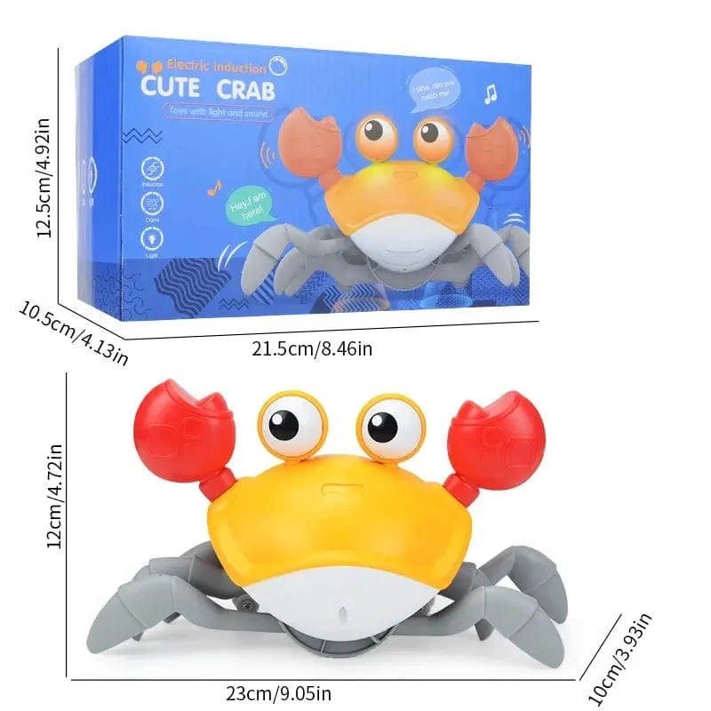 Spürbare Krabbelkrabbe. Bauchzeit-Babyspielzeug. Interaktives Lauf- und Tanzspielzeug mit Musikgeräuschen und Lichtern. Lustiges Geschenk für Kleinkinder
