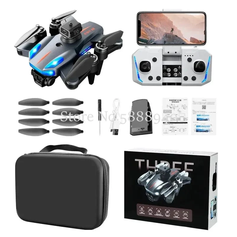 GPS Professionelle 8K Drei Kamera Bürstenlosen Drahtlose Steuerung Drohne 2.4G Vermeiden Hindernisse Auto Return LED Licht RC Drone quadcopter
