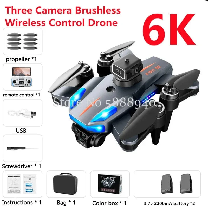 GPS Professionelle 8K Drei Kamera Bürstenlosen Drahtlose Steuerung Drohne 2.4G Vermeiden Hindernisse Auto Return LED Licht RC Drone quadcopter