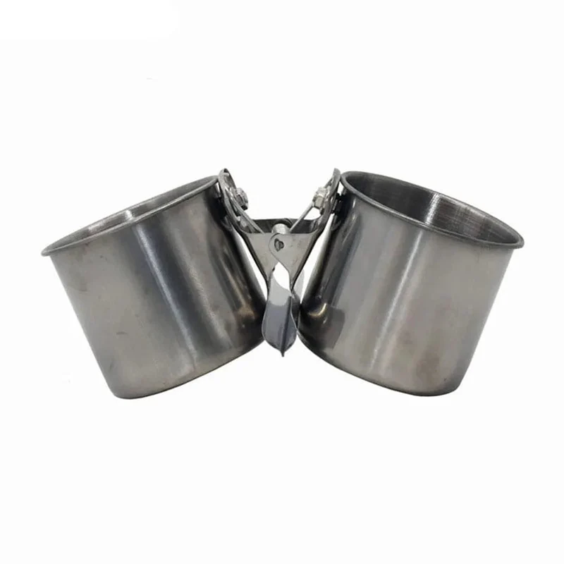 Vogelfütterung Doppelbecher Edelstahl Papageienkäfigständer Vogelfutterspender Box Papageienbecher Schalen Behälter für Futter Wasserfütterung