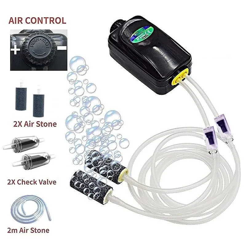 Aquarium Luftpumpe Aquarium Mini Kompressor Single Double Outlet mit Rückschlagventil Rohr Aquatic Zubehör 220V 3W 5W