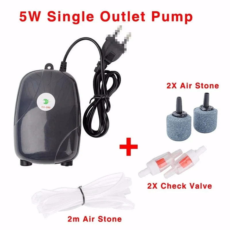 Aquarium Luftpumpe Aquarium Mini Kompressor Single Double Outlet mit Rückschlagventil Rohr Aquatic Zubehör 220V 3W 5W