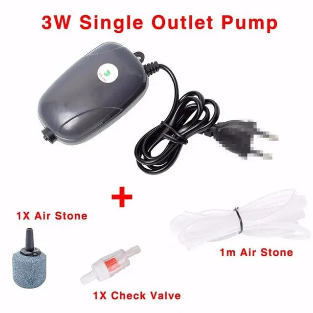 Aquarium Luftpumpe Aquarium Mini Kompressor Single Double Outlet mit Rückschlagventil Rohr Aquatic Zubehör 220V 3W 5W