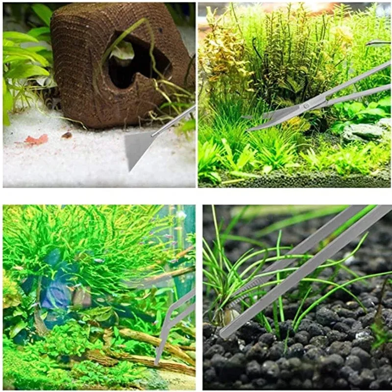 Aquarium-Zubehör, hartes Edelstahl-Aquarium-Werkzeug, Schere, Pinzette, Pflanzen, Wellenschere, Aquarium, Schaufeln, Reinigerzubehör