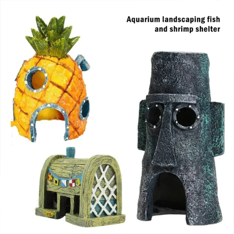 Cartoon Aquarium Dekor Figuren Ornamente Simulation Ananas Haus Harz Aquarium Dekoration Landschaftsbau Aquarium Zubehör