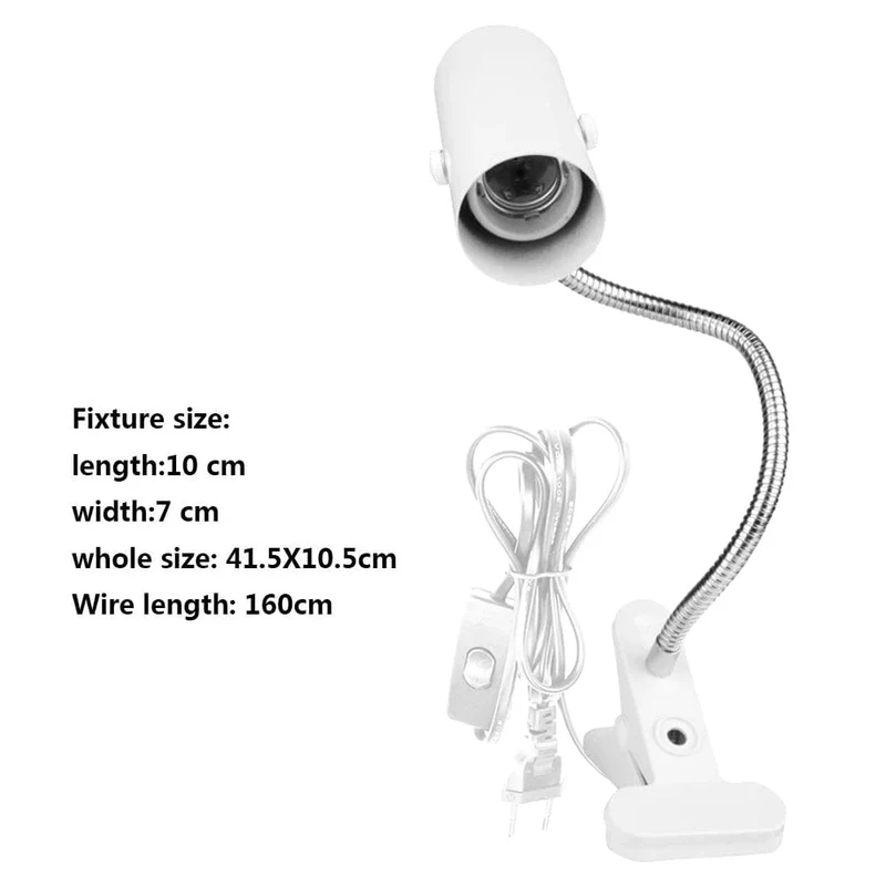 360-Grad-Drehung Heizlampen-Clip-Abdeckung Langlebiges Reptilien-E27-Lampenfassungs-Kit Clip-on-Glühbirne Universal-Lichthalter
