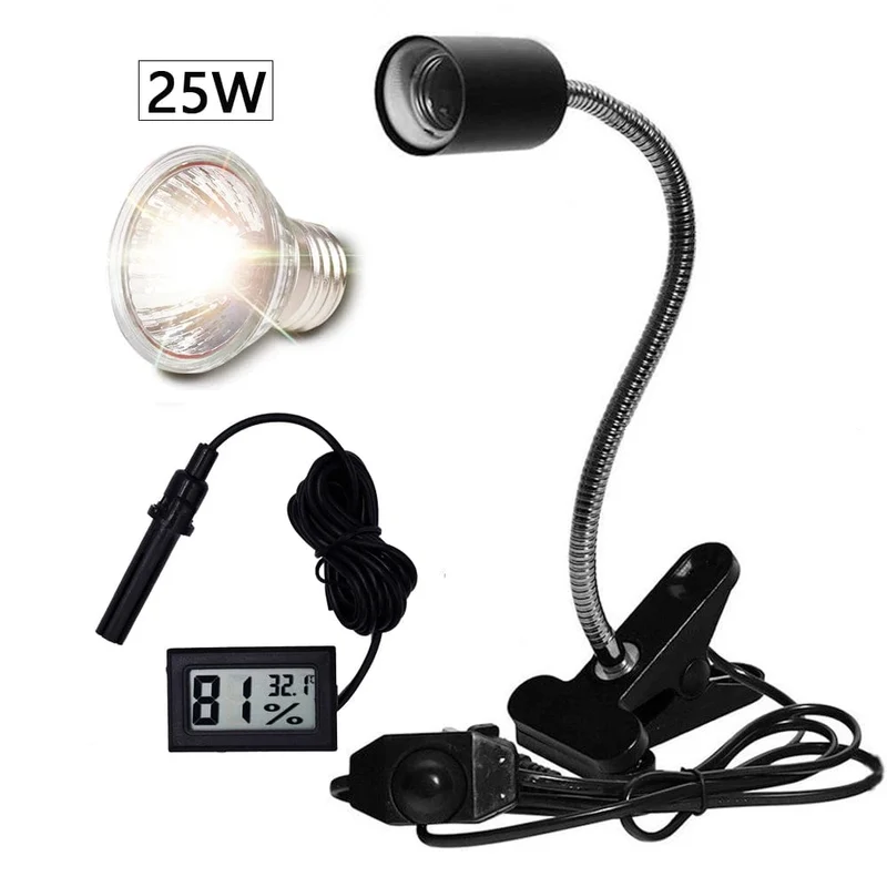 UVA+UVB 3.0 Reptilienlampen-Set, aufsteckbare Lampenfassung, Glühbirne, Thermometer, Hygrometer, Schildkröten, Schildkröten, Eidechsen, Sonnenlicht, Wärmelicht