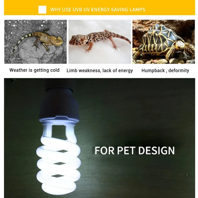 UVB 5.0 UVB10.0 Reptilienlampe Schildkröte UVB-Glühbirne Eidechse Schlange Lguanas Wärme Kalziumlampe Licht Energiesparend E27 13W 26W 110V 220V