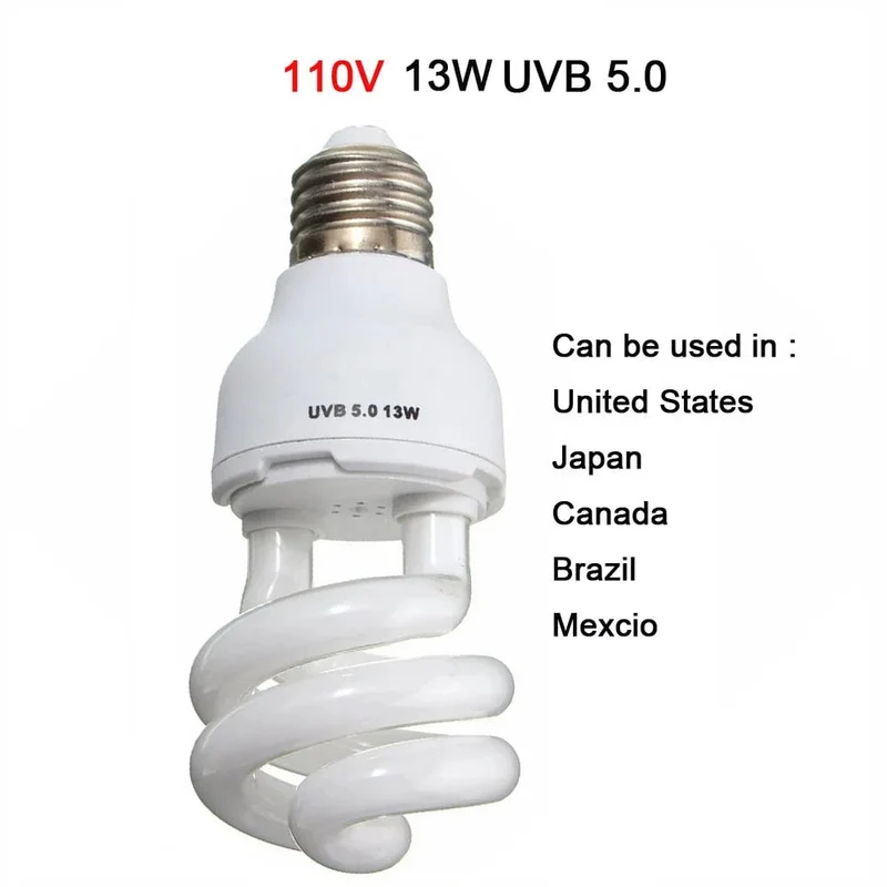 UVB 5.0 UVB10.0 Reptilienlampe Schildkröte UVB-Glühbirne Eidechse Schlange Lguanas Wärme Kalziumlampe Licht Energiesparend E27 13W 26W 110V 220V