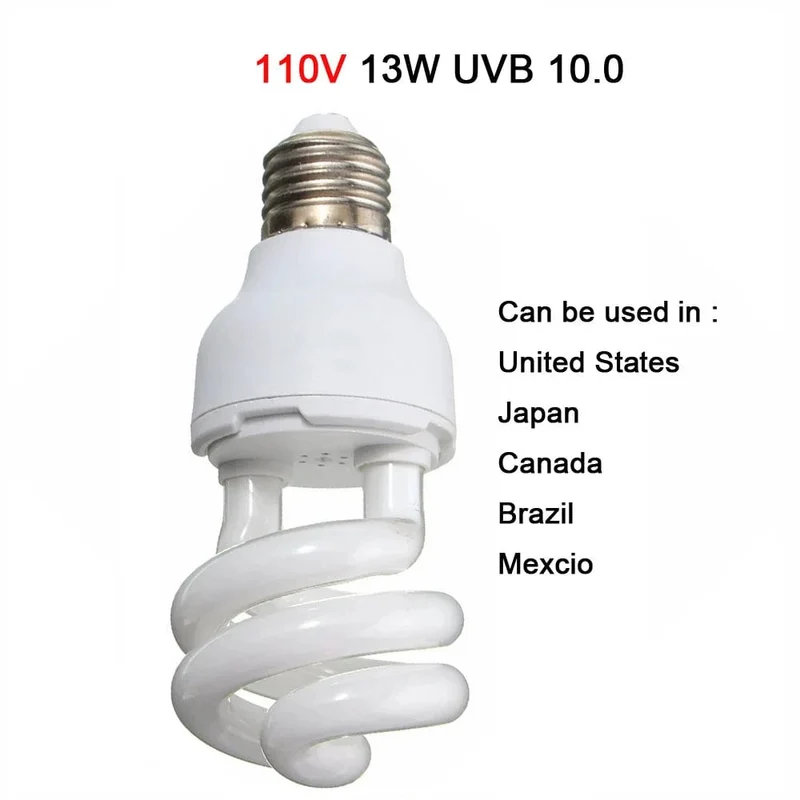 UVB 5.0 UVB10.0 Reptilienlampe Schildkröte UVB-Glühbirne Eidechse Schlange Lguanas Wärme Kalziumlampe Licht Energiesparend E27 13W 26W 110V 220V