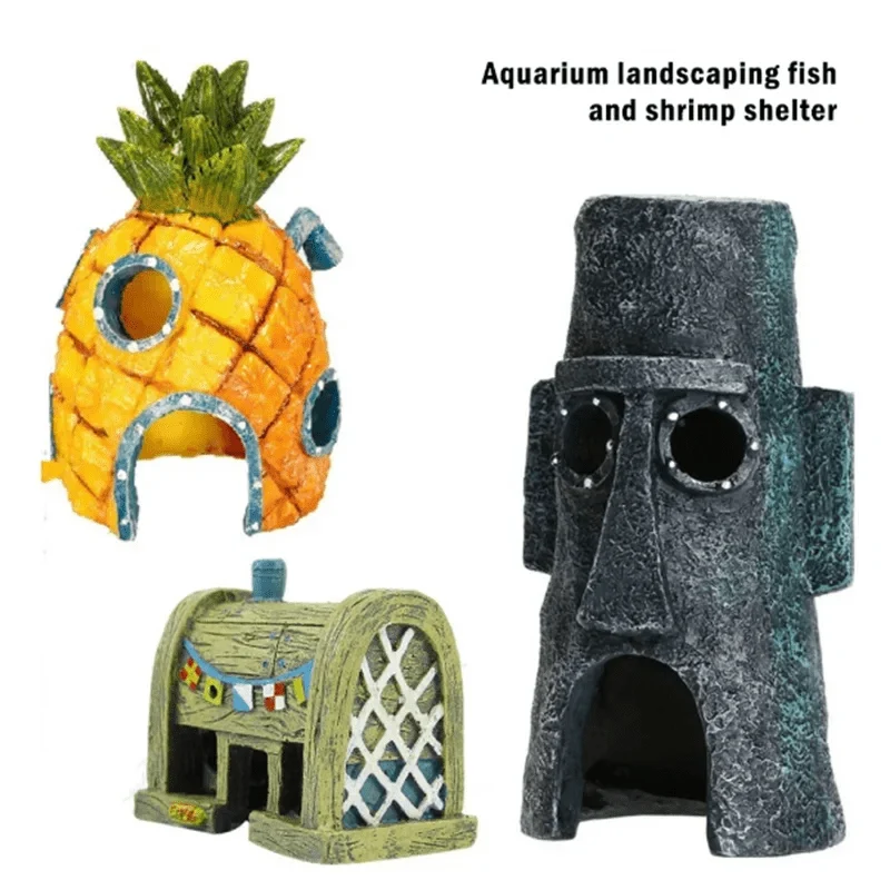 Cartoon Aquarium Dekor Figuren Ornamente Simulation Harz Ananas Haus Aquarium Dekoration Landschaftsbau Aquarium Zubehör