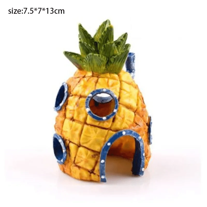 Cartoon Aquarium Dekor Figuren Ornamente Simulation Harz Ananas Haus Aquarium Dekoration Landschaftsbau Aquarium Zubehör