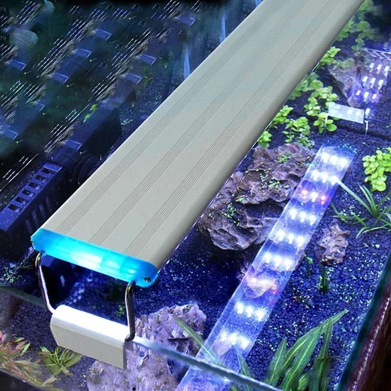 Superschlankes LED-Aquarium-LED-Licht, RGB-Wasserpflanzenlicht, 18–58 cm, ausziehbarer Clip für Aquarien, 90–260 V Farblichter