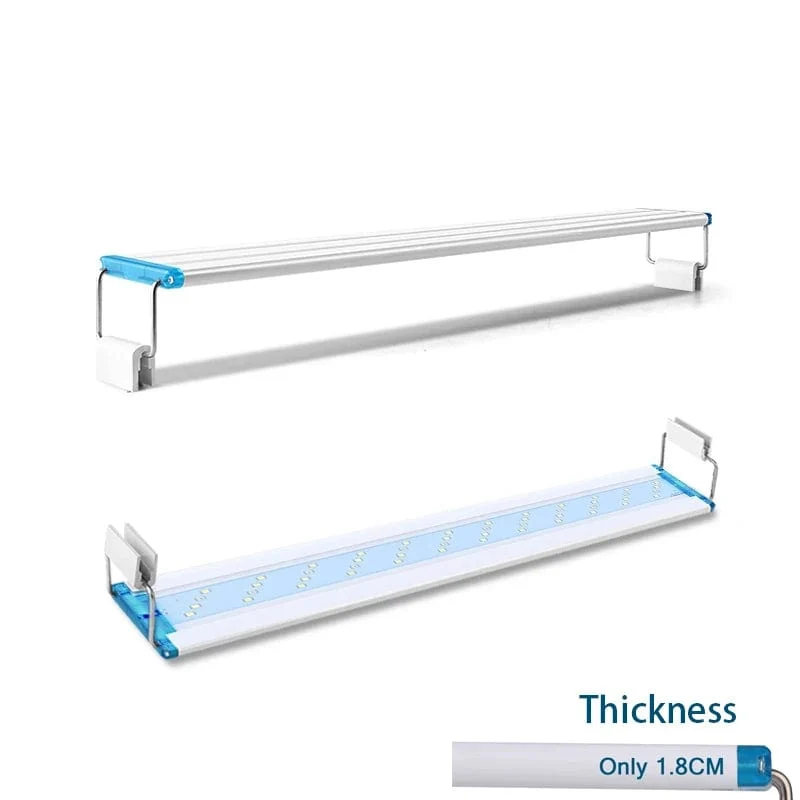 Superschlankes LED-Aquarium-LED-Licht, RGB-Wasserpflanzenlicht, 18–58 cm, ausziehbarer Clip für Aquarien, 90–260 V Farblichter