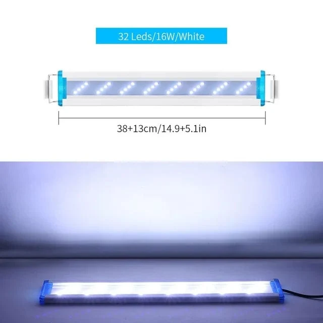 Superschlankes LED-Aquarium-LED-Licht, RGB-Wasserpflanzenlicht, 18–58 cm, ausziehbarer Clip für Aquarien, 90–260 V Farblichter