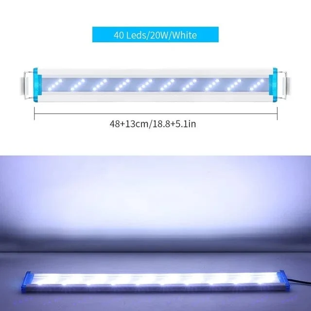 Superschlankes LED-Aquarium-LED-Licht, RGB-Wasserpflanzenlicht, 18–58 cm, ausziehbarer Clip für Aquarien, 90–260 V Farblichter