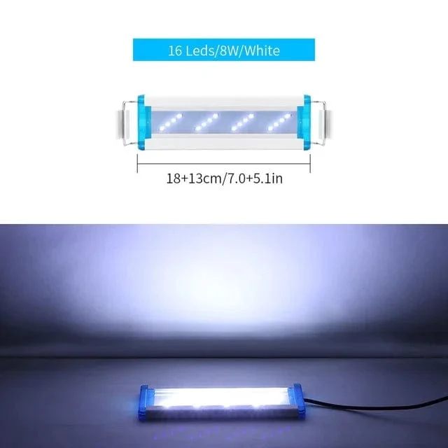 Superschlankes LED-Aquarium-LED-Licht, RGB-Wasserpflanzenlicht, 18–58 cm, ausziehbarer Clip für Aquarien, 90–260 V Farblichter