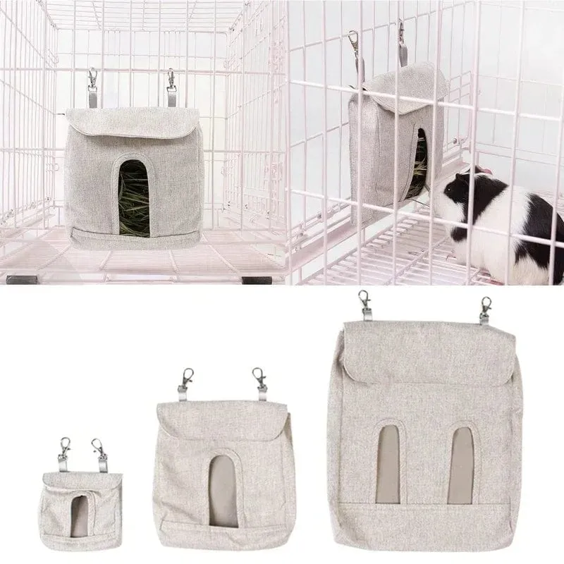 Kaninchen-Heu-Futtersack, hängende Futtersäcke, Einzelloch, einfarbig, für kleine Tiere, Chinchilla-Häschen